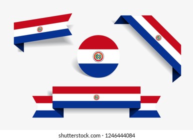 Paraguayan flag stickers and labels set. Vector illustration.