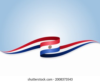 Bandera paraguaya ondeando fondo abstracto. Ilustración vectorial.