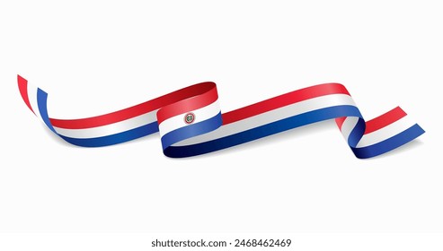 Fondo abstracto ondulado de la bandera paraguaya. Ilustración vectorial.