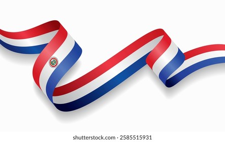 Paraguayan flag wavy abstract background. Vector illustration.