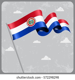 Paraguayan flag wavy abstract background. Vector illustration.