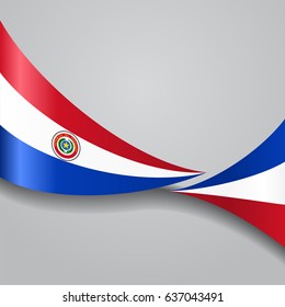 Paraguayan flag wavy abstract background. Vector illustration.