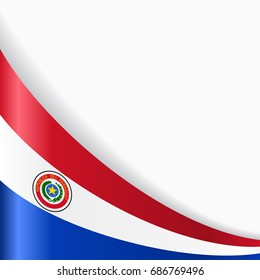 Paraguayan flag wavy abstract background. Vector illustration.