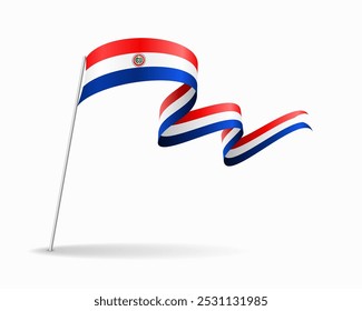 Diseño de fondo ondulado de bandera paraguaya. Ilustración vectorial.