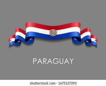 Fondo de la cinta ondulada de la bandera paraguaya. Ilustración vectorial.