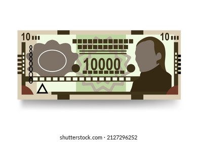 Paraguayan Guarani Vector Illustration. Paraguay money set bundle banknotes. Paper money 10000 PYG. Flat style. Isolated on white background. Simple minimal design.