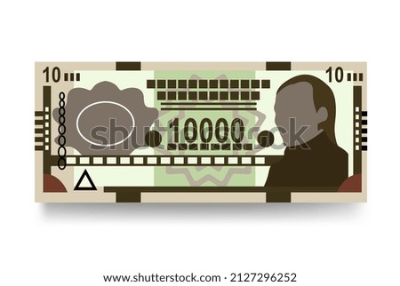 Paraguayan Guarani Vector Illustration. Paraguay money set bundle banknotes. Paper money 10000 PYG. Flat style. Isolated on white background. Simple minimal design.