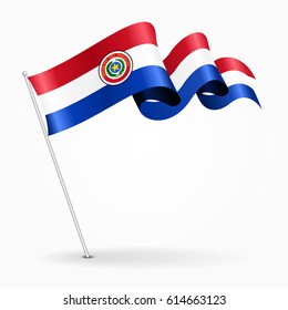 Paraguayan pin icon wavy flag. Vector illustration.