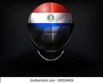Paraguayan racer with flag on helmet vector closeup illustration