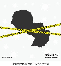 Paraguaycountry map Lockdown template for Coronavirus pandemic for stop virus transmission. COVID 19 Awareness Template