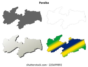 Paraiba blank outline map set