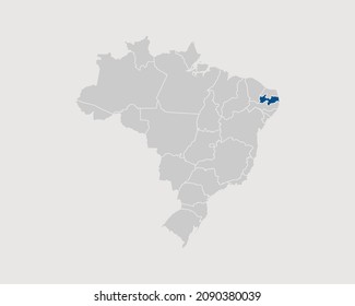 Paraiba Region Highlighted on Brazil Map Eps 10