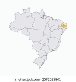 Paraiba Region highlighted on Brazil map