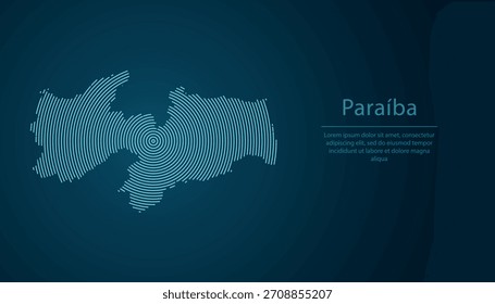Paraiba, Bundesstaat Brasilien. Karte gefüllt mit konzentrischen Kreisen auf dunklem Farbverlauf-Hintergrund