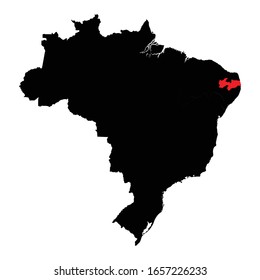 Paraiba state highlighted on Brazil map Vector EPS 10