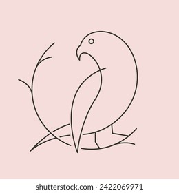 parakeet bird line art icon vector symbol illustration design