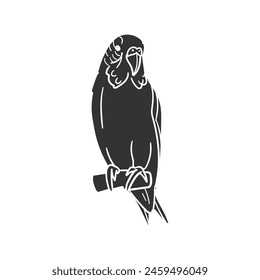 Parakeet Icon Silhouette Illustration. Bird Vector Graphic Pictogram Symbol Clip Art. Doodle Sketch Black Sign.