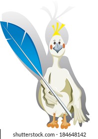 parakeet with pen
