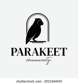parakeet silhouette logo design concept