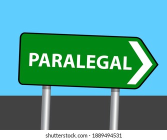 Paralegal, Green Road Sign, Vector Illustration