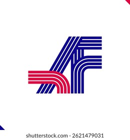 Paralel Line Red and Blue Stripes Initial Logo Letter A and Letter F Monogram