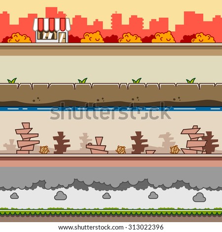 Parallax backgrounds for video games set 12