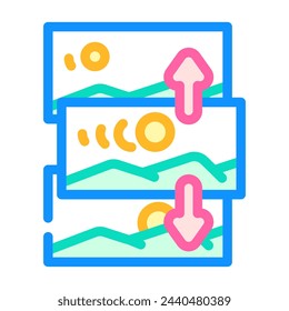 parallax scrolling ux ui design color icon vector. parallax scrolling ux ui design sign. ilustración de símbolo aislado