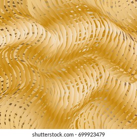 Parallel bands of metal with a gradient fill. Bizarre curved shape. Acrylic patterns. Background for presentations or wallpaper on the screen