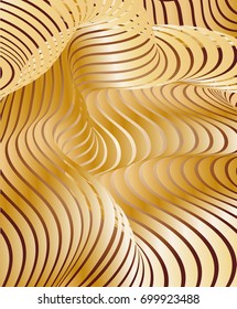 Parallel bands of metal with a gradient fill. Bizarre curved shape. Acrylic patterns. Background for presentations or wallpaper on the screen