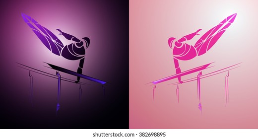 parallel bars, gymnastics, vector