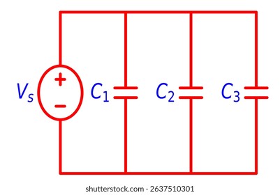 Parallel Capacitor With Voltage Source Circuit Diagram Illustration For Various educational projects 