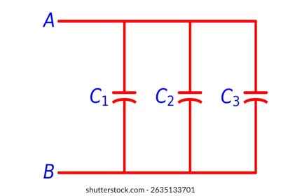 Parallel Capacitors Circuit Diagram Electronics illustration For various educational projects 