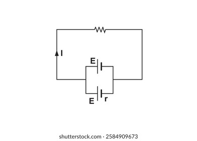 parallel circuit with 2 batteries and 1 resistance.