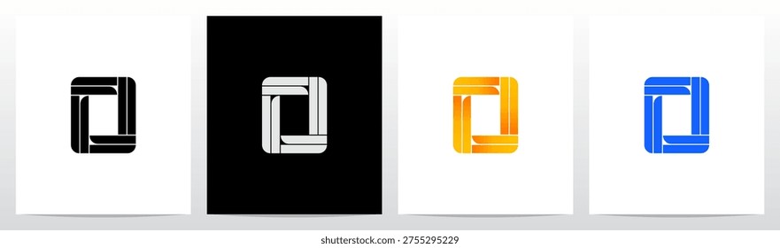 Parallel Geometric Rectangles Square Alphabet Initial Letter Logo Design O