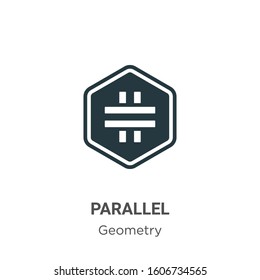 Parallel glyph icon vector on white background. Flat vector parallel icon symbol sign from modern geometry collection for mobile concept and web apps design.