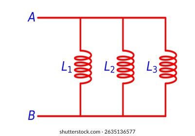 Parallel Inductors Circuit Diagram Electronics illustration For various educational projects 