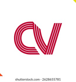 Parallel Line Initial Logo Letter C and V