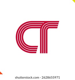 Parallel Line Initial Logo Letter C and T