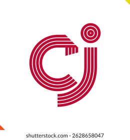 Parallel Line Initial Logo Letter C and J