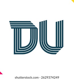 Parallel Line Monogram Initial Logo Logo Letter D and U