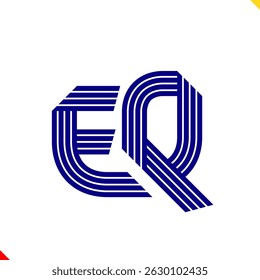 Monograma de linha paralela Letra inicial do logotipo E e Q