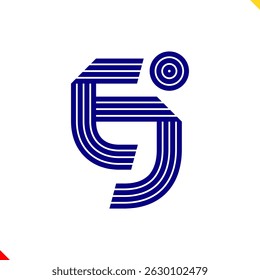 Monograma de linha paralela, letra E e J do logotipo inicial