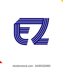 Monograma de linha paralela, letra E e Z do logotipo inicial