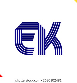 Parallel Line Monogram Initial Logo Logo Letter E and K