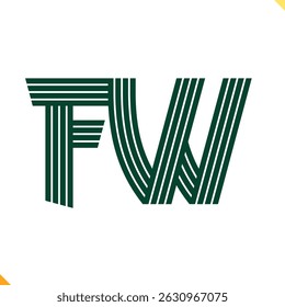 Parallel Line Monogram Initial Logo Logo Letter F and W
