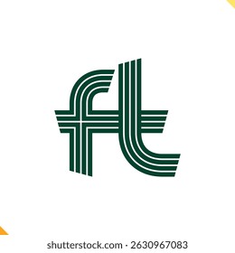 Parallel Line Monogram Initial Logo Logo Letter F and T