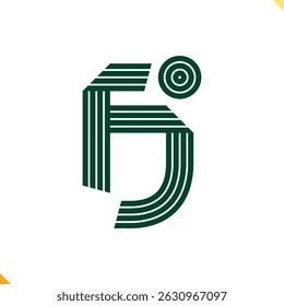 Parallel Line Monogram Initial Logo Logo Letter F and J