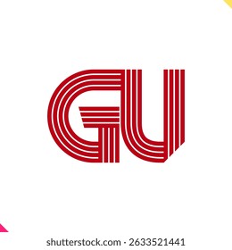 Parallel Line Monogram Initial Logo Logo Letter G and U