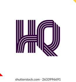 Letra H e Q do logotipo inicial do monograma de linha paralela