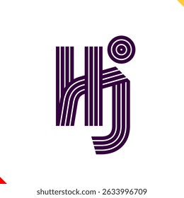 Parallel Line Monogram Initial Logo Letter H and J
